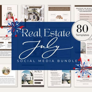 80+ July Real Estate Social Media Templates| July Real Estate Marketing| Summer Realtor Posts| 4th Of July Posts| IG Facebook Posts &Stories