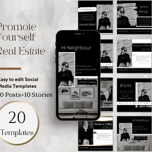 Werben Sie für Ihre Maklermarketing-Vorlagen | Instagram und Facebook Posts und Stories| Makler Branding Essentials| Canva Posts