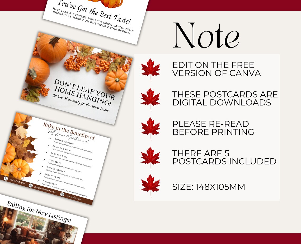 September Real Estate Fall Postcards| Real Estate Fall Marketing ...