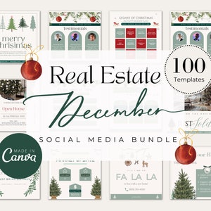 100+Real Estate December Marketing Templates| Real Estate Christmas Marketing| Realtor Holiday Templates| Christmas Posts|Realtor Canva Post