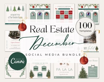 100+Real Estate December Marketing Templates| Real Estate Christmas Marketing| Realtor Holiday Templates| Christmas Posts|Realtor Canva Post