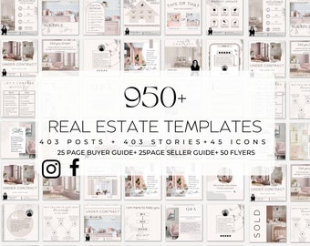 950+ Blush Pink Real Estate Marketing Templates| Realtor Instagram Facebook Posts&Stories| Real Estate Bundle| Realtor Social Media Bundle