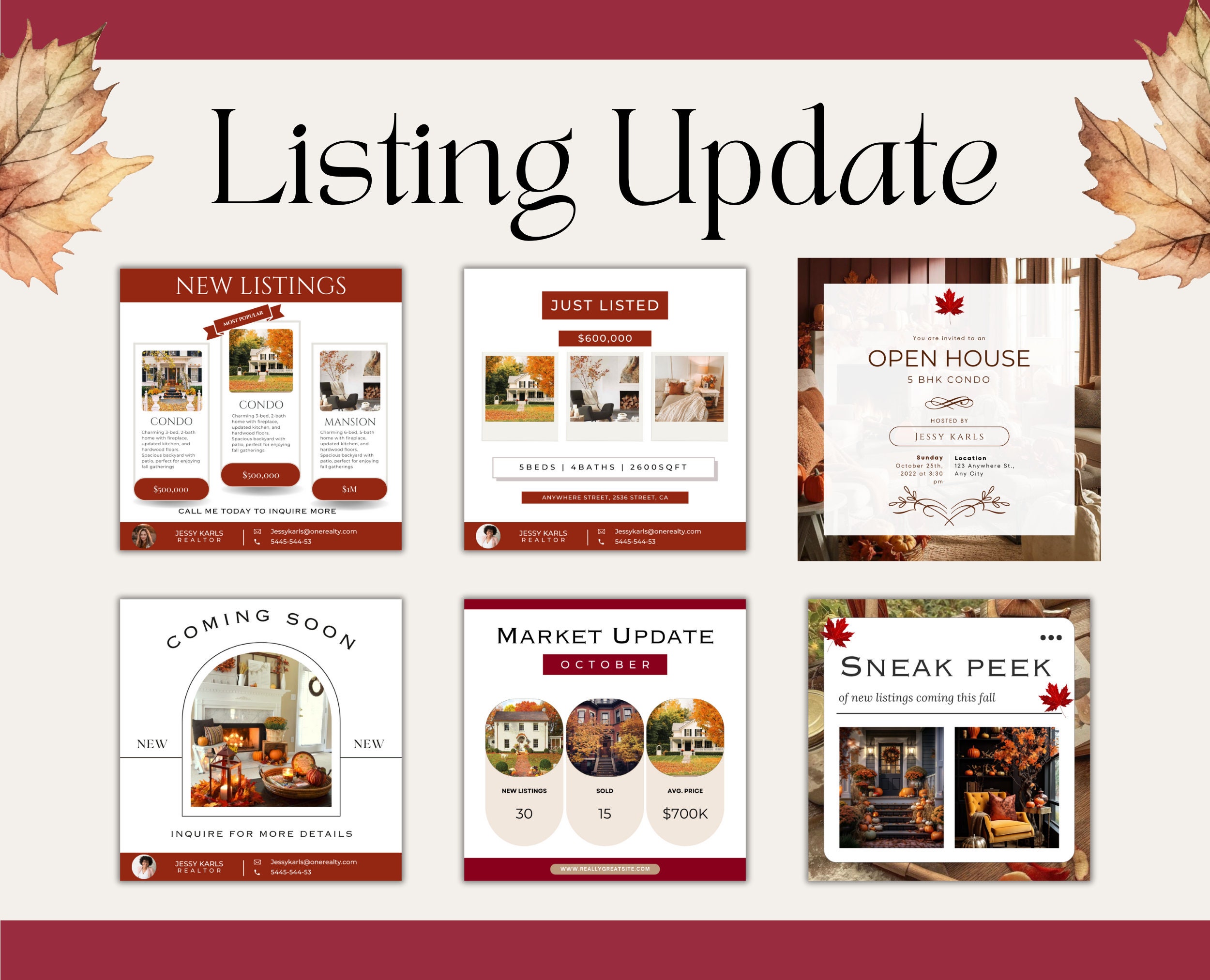 110 October Real Estate Templates| October Real Estate Social Media ...