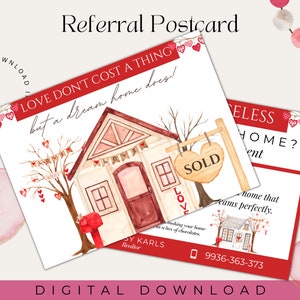 Valentinstag-Immobilien-Postkarte | Februar-Immobilien-Postkarte| Neue Heimat Postkarte| Digitaler Download Postkarten Vorlage | Canva Postkarte
