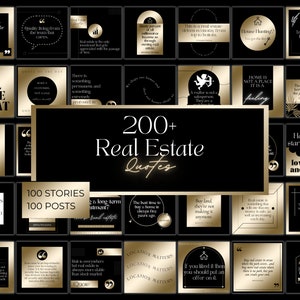 200+ Black&Gold Real Estate Quote Templates| Realtor Quotes| Social Media Marketing Templates| IG Facebook Posts| Luxury Real Estate