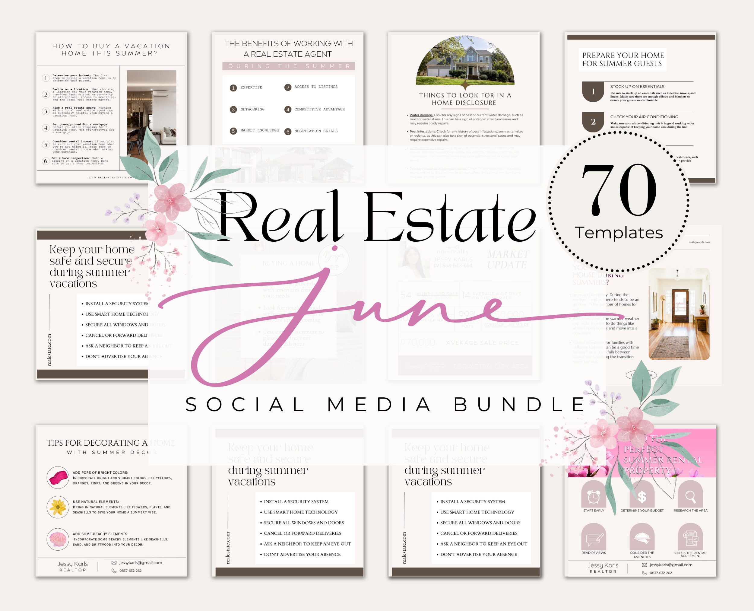 70+ June Real Estate Marketing Templates| Summer Real Estate Marketing Ideas | Realtor Social Media Posts and Stories| Canva templates
