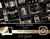 25 Just Listed Luxury Real Estate Templates| Black & Gold Instagram Templates| Realtor Instagram Posts| Realtor Marketing Kit| Social Media