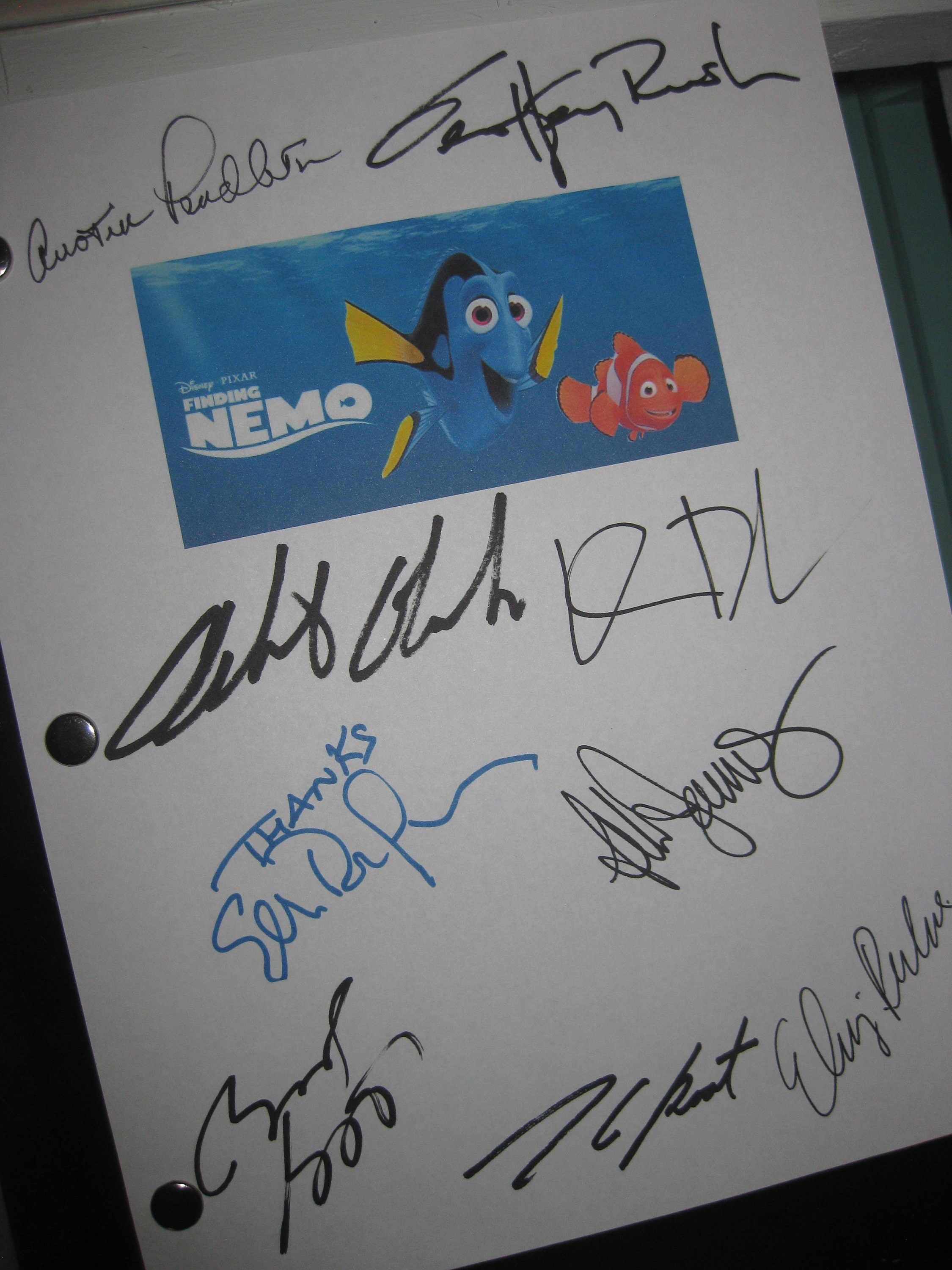 Finding Nemo Signed Movie Film Script Screenplay X9 Autograph Albert Brooks Ellen Degeneres