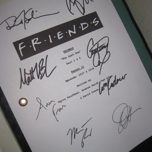 Amigos Elenco Firmado Final Guión de TV Guión Autógrafos Jennifer Aniston Courteney Cox Lisa Kudrow Matt LeBlanc Matthew Perry Paul Rudd