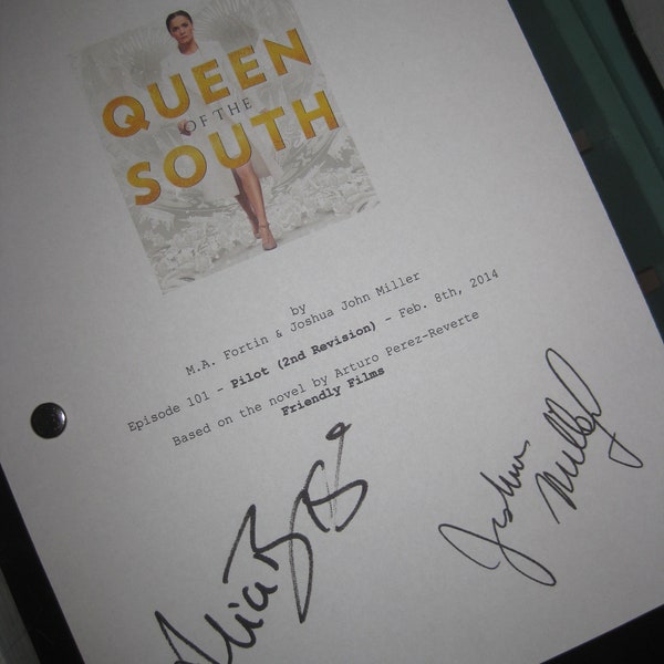 Queen of the South Signed TV Pilot Script 2016 Guión X2 Autógrafos Alice Braga Joshua John Miller firma manuscrito regalo representante de reimpresión