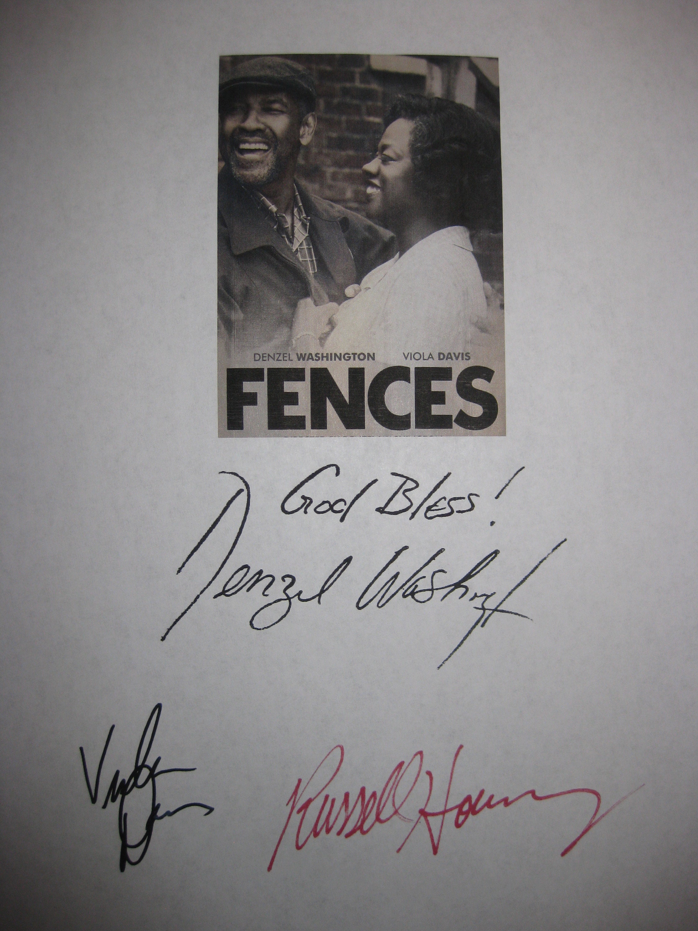 Fences Signed Film Movie Screenplay Script Autograph X3 Denzel