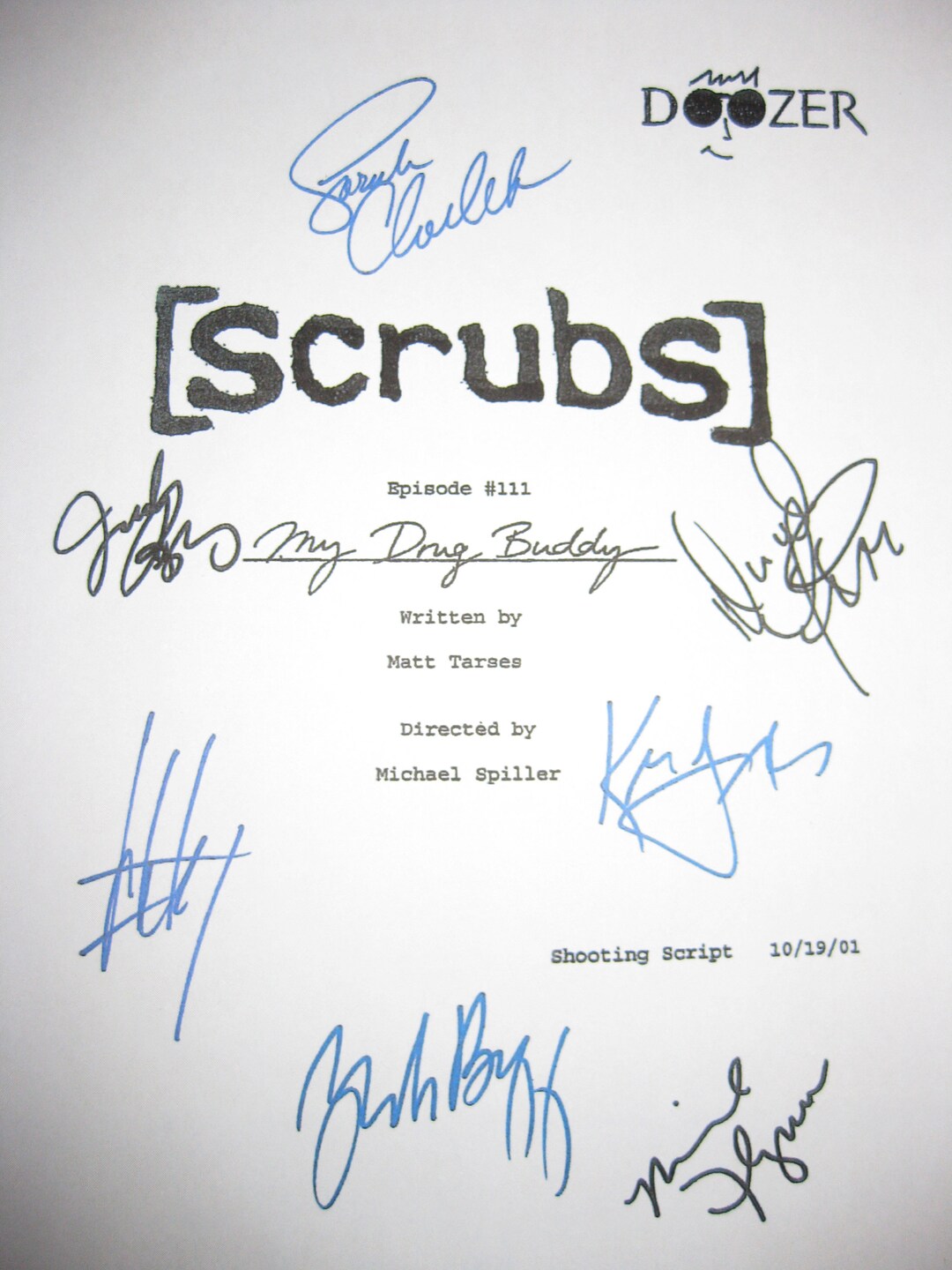 Scrubs Cast Signed TV Screenplay Script Drug Buddy Autograph Zach Braff Donald Faison Neil Flynn