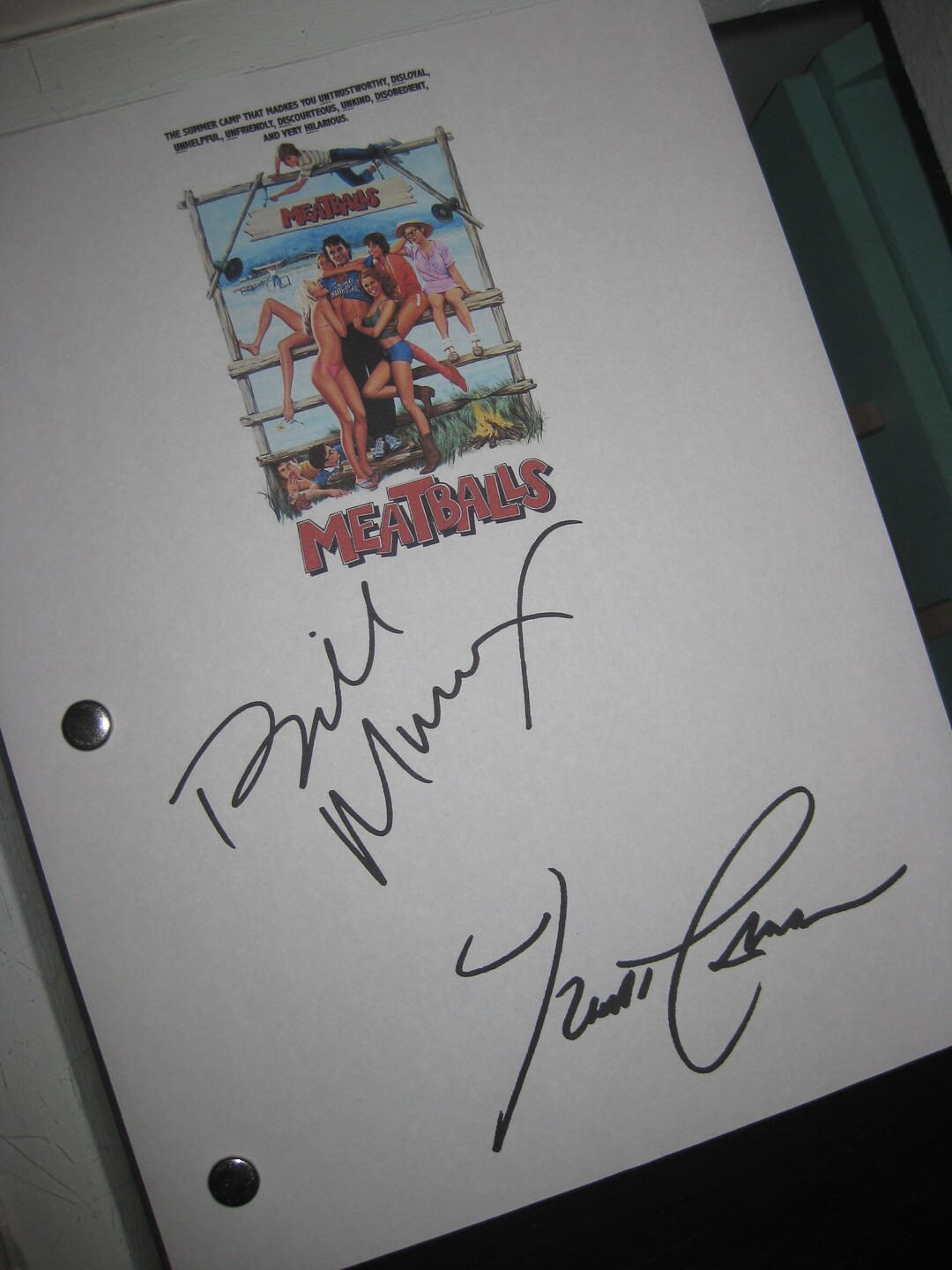Meatballs Signed Movie Film Script Screenplay X2 Autograph Bill Murray