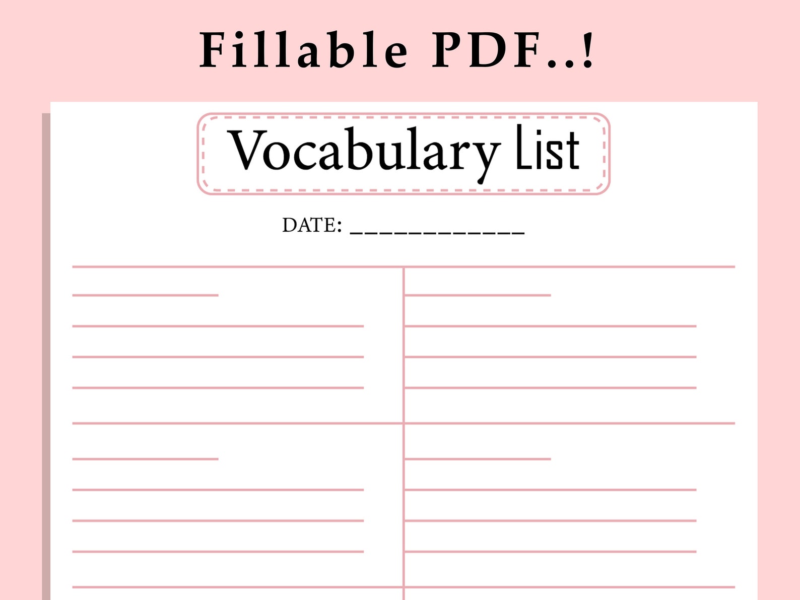 Printable Vocabulary List Template Minimalist Editable Etsy Australia Printable Vocabulary List Template Minimalist Editable Etsy Australia