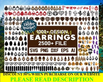 2500 örhänges-SVG, örhängespaket-Svg, örhängesklippfiler, läderörhänges-Svg