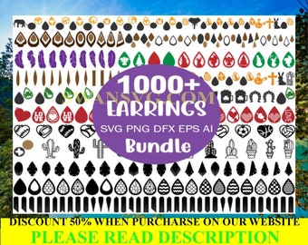 1000 örhängespaket SVG, örhängespaket Svg, örhängesklippfiler, örhänges-Cricut-filer, Dxf, Png, Eps, Ai