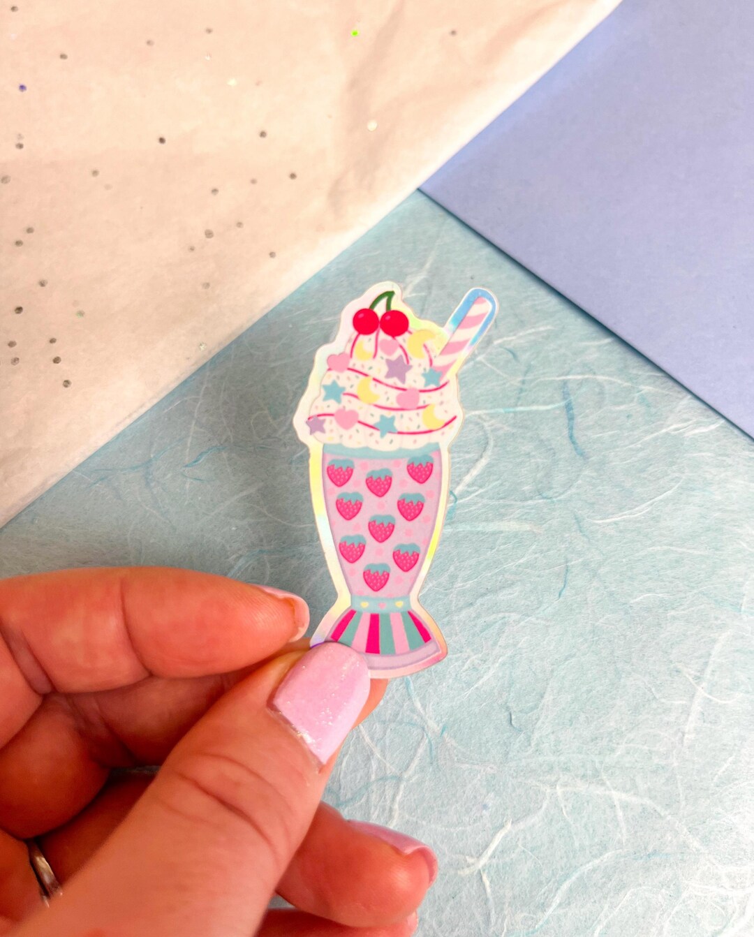 Milkshake Holographic Sticker: Waterproof Vinyl Die Cut - Etsy