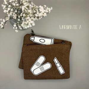 Bolsa con cremallera de tejido de lana marrón