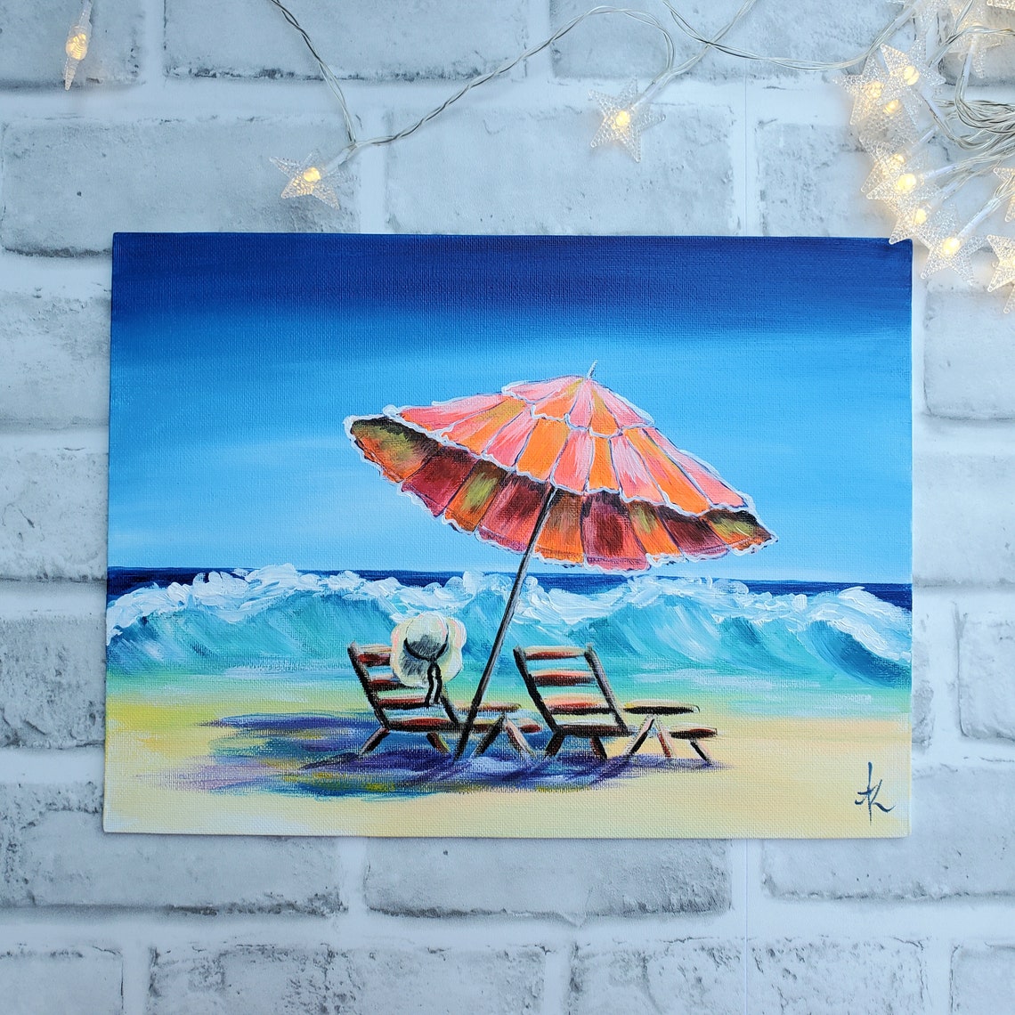 Beach Umbrella Painting On Canvas Panel 9x12 In Original Etsy Beach Umbrella Painting On Canvas Panel 9x12 In Original Etsy