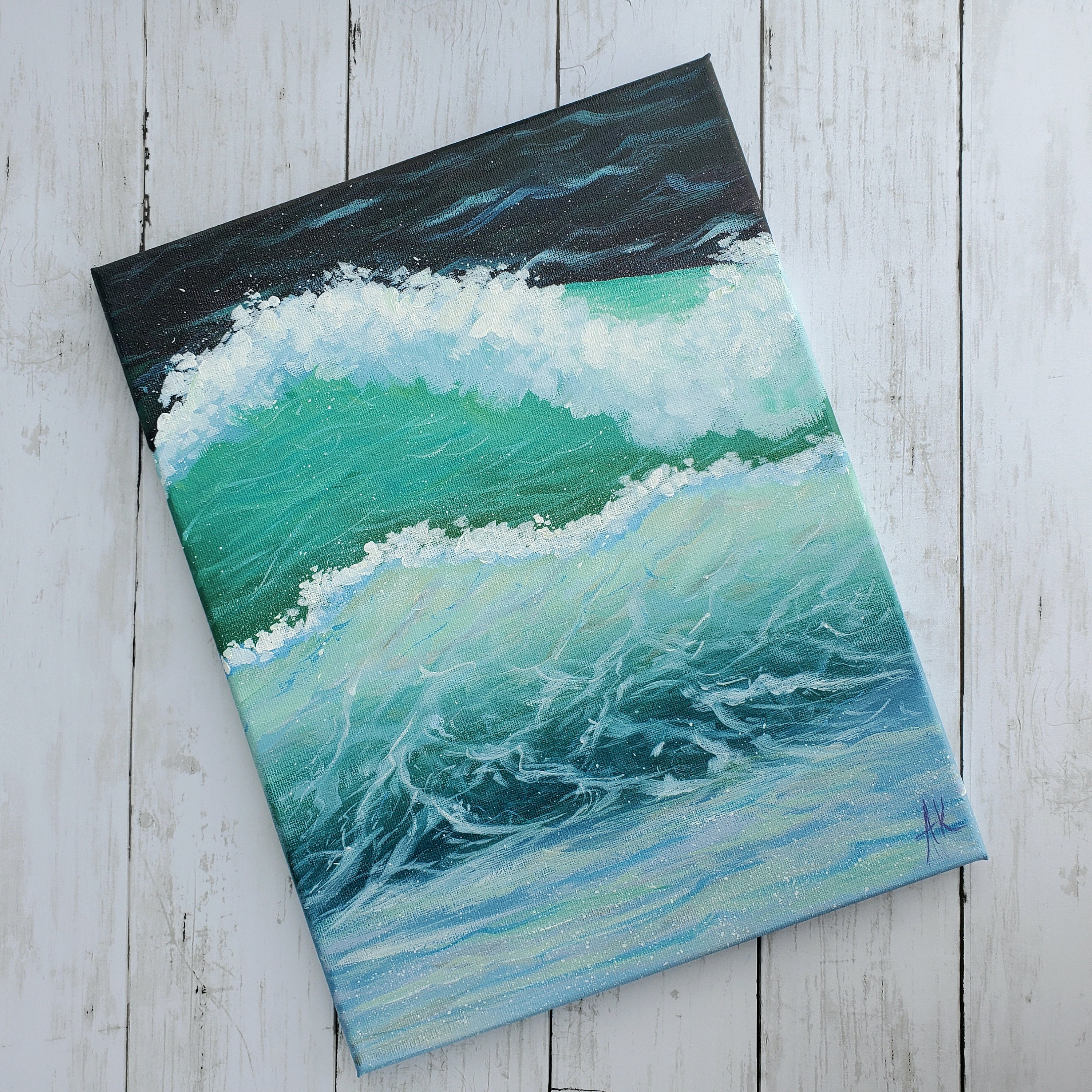 Ocean Waves Painting on Canvas 11x14 In Large Ocean Wall Art 