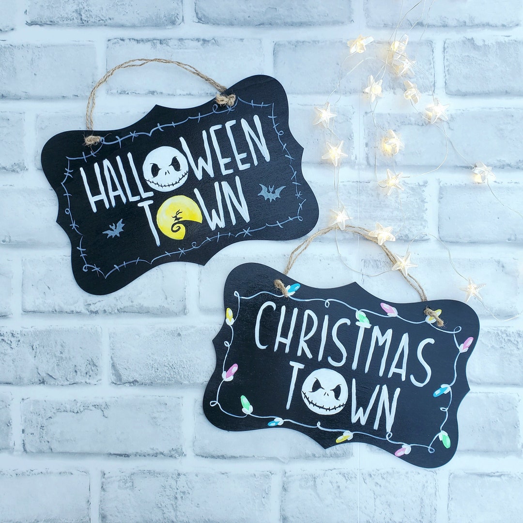 Nightmare Before Christmas Signs Handpainted Halloween Decor - Etsy
