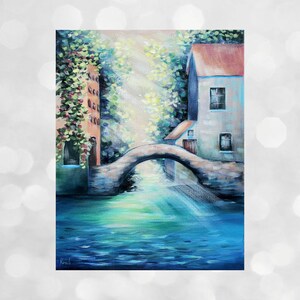 Venice painting on canvas 11x14 in, original Venice artwork, Venice wall art, old town Italy painting, Italy artwork, Mother&#39;s day gift