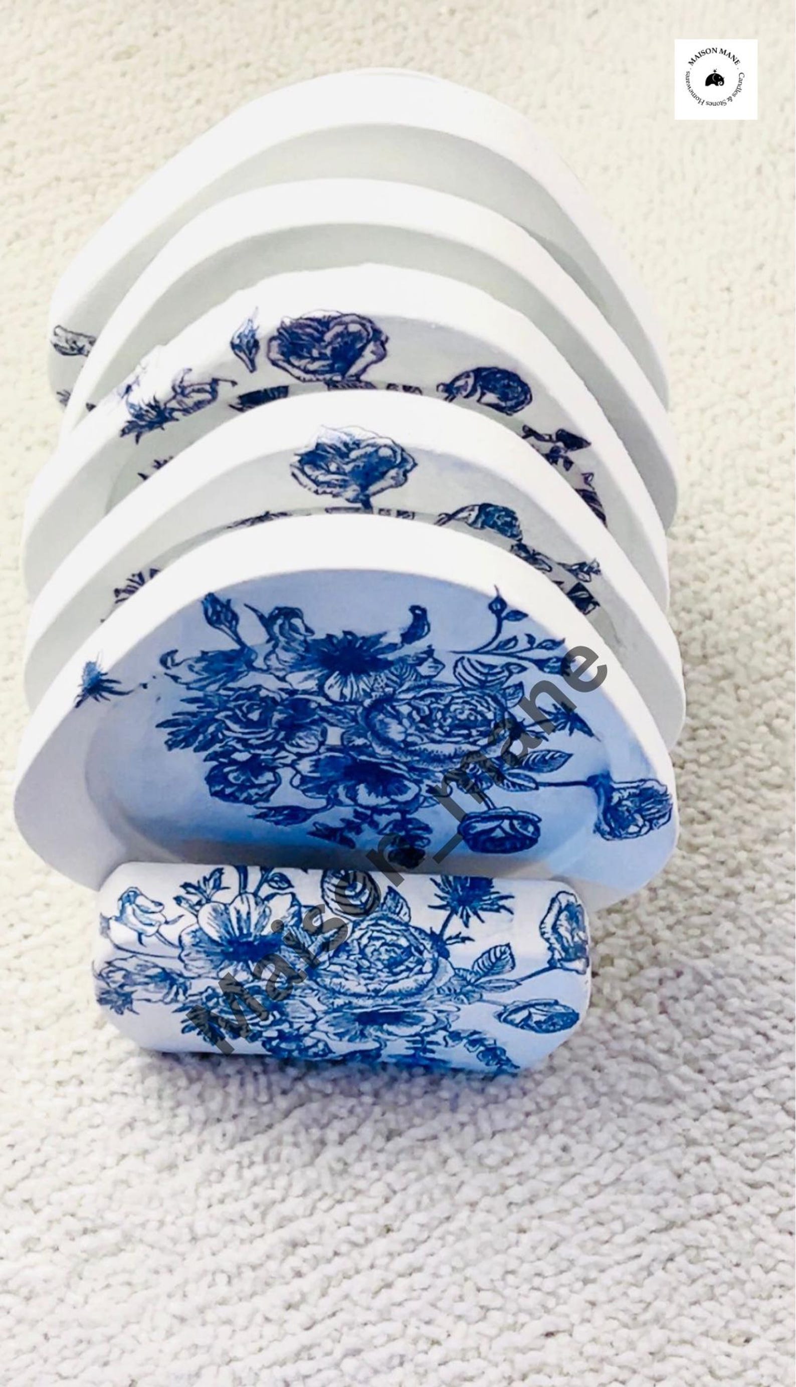 Vintage Floral Jesmonite Coasters Set