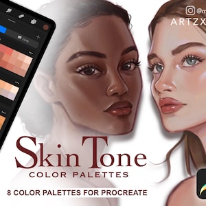 8 Skin Tone Palettes for Procreate | Procreate Color Swatches | Procreate Skin Color Palette for Digital Illustration and Character Drawing