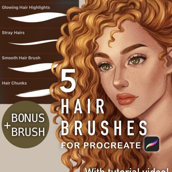 Procreate Hair Brushes | Hair Brush, Easy beginners brush for iPad, Procreate Brush Set, Eyelash Eyebrows Brushes, Hairstyle procreate