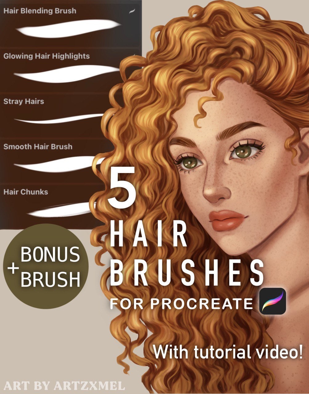 Set de pinceles de cabello para Procreate en iPad | Pinceles fáciles para cabello, cejas y pestañas – ideal para principiantes