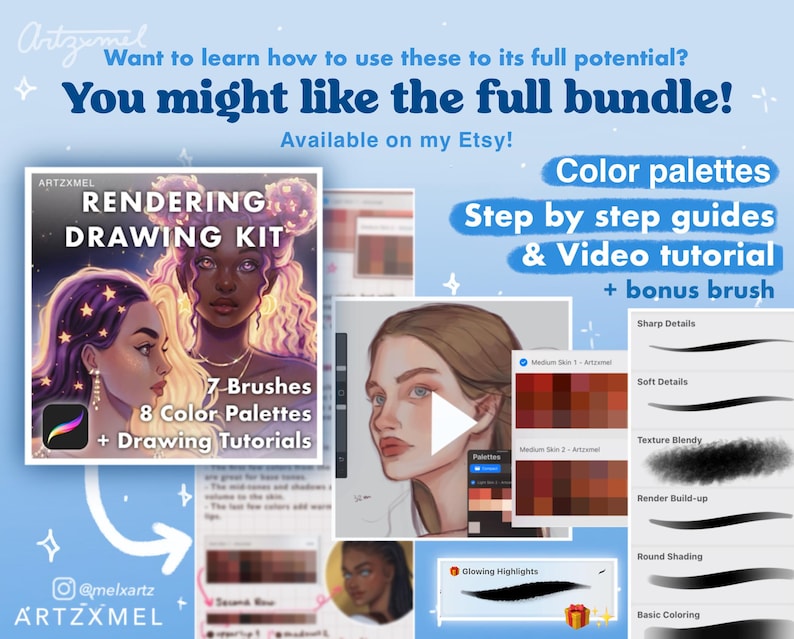 Procreate For Rendering 7 Illustration Rendering Brushes for Procreate | Skin Texture Procreate ...