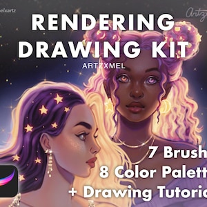 Procreate Rendering Brushes DRAWING KIT | Skin tone Color Palette | Procreate Portrait Brushes for Character Drawing | Illustration Bundle