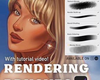 7 Illustration Rendering Brushes for Procreate | Skin Texture Procreate Portrait Brush Set for Character Drawing | Digital Artist