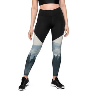 Black and White Yoga Leggings, Graphic Leggings, Yoga Pants