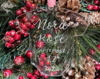 BABY ACRYLIC ORNAMENT | Handwritten Calligraphy | Custom Ornament, Calligraphy Ornament, Christmas Acrylic Ornament, Personalized