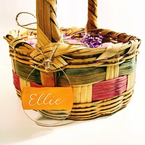 ETIQUETAS PERSONALIZADAS DE PÁSCOA | Etiquetas de nome de cesta de Páscoa, cartões de lugar personalizados, coelho de acrílico, pintinhos, ovos de Páscoa