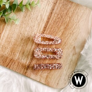 Rose Gold Glitter Resin Hair Clip Set