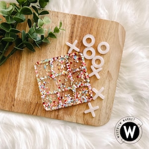 Circus Glitter Travel Size Resin Tic-Tac-Toe Board