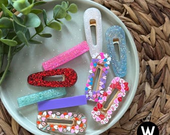 Valentine’s Day Resin Hair Clips, Sets of 3