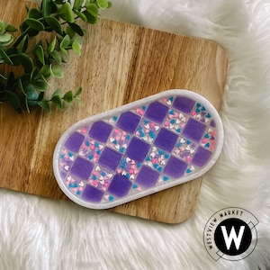 Purple Quilt Checker Resin Tray