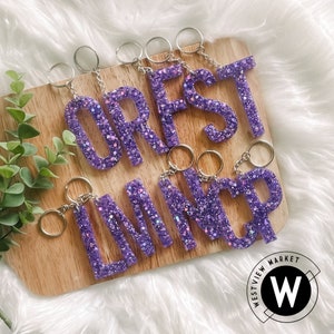 Purple Era ABC Glitter Keychains