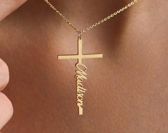 Personalized Cross name necklace, Baptism Gift, Cross Necklace with Name, Christian Gifts for Christening, Mothers Day Gifts