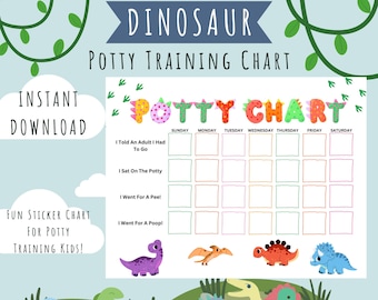 Dinosaur Potty Training Sticker Chart: Kids Reward Chart (Digital Download)
