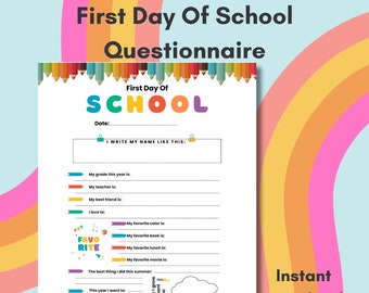 Questionário do Primeiro Dia de Aula: Atividade Divertida para Imprimir (Download Digital)