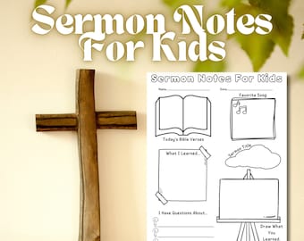 Notas de sermones para niños imprimibles: Actividades para la iglesia cristiana (Descarga digital)
