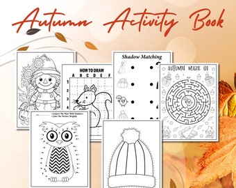 Autumn Activity Book: Preschool Worksheets, Mazes, Shadow Matching (Digital Download)