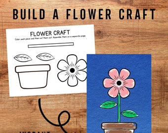 Build A Flower Craft: Kids Cut and Paste Activity (Digital Download)