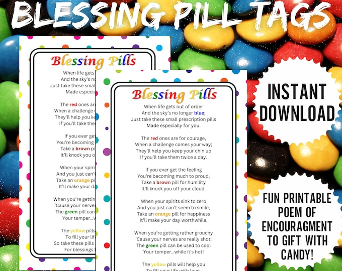 Blessing Pills Tag, Christian Tag, Encouragement Tag, M&amp;M Tag ...