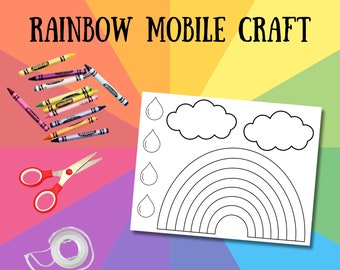 Rainbow Mobile Printable Craft, Indoor Preschool Activity,Weather Activities Preschool,Mobile Rainbow,Homeschool Download,Kids Coloring Page