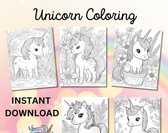 Unicorn Coloring Pages: Magic Unicorn Activities (Digital Download)